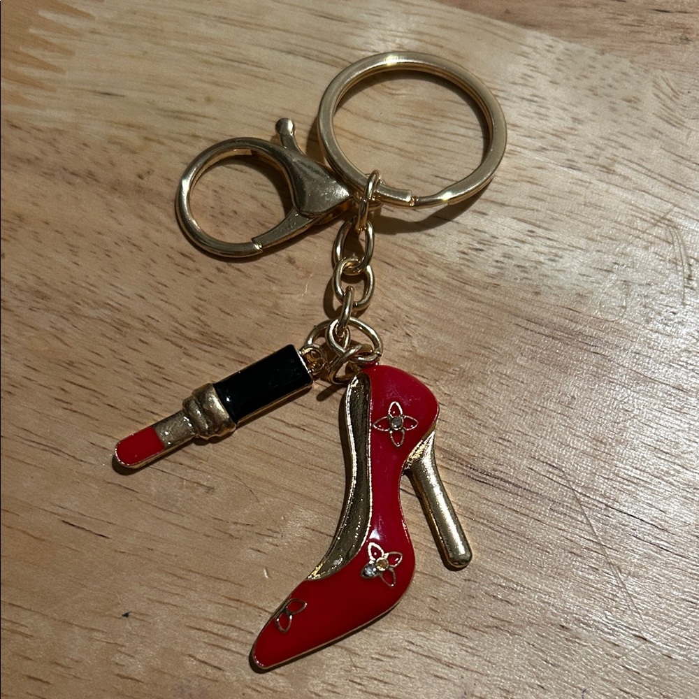 Red and Gold Shoe and Lipstick Key Holder